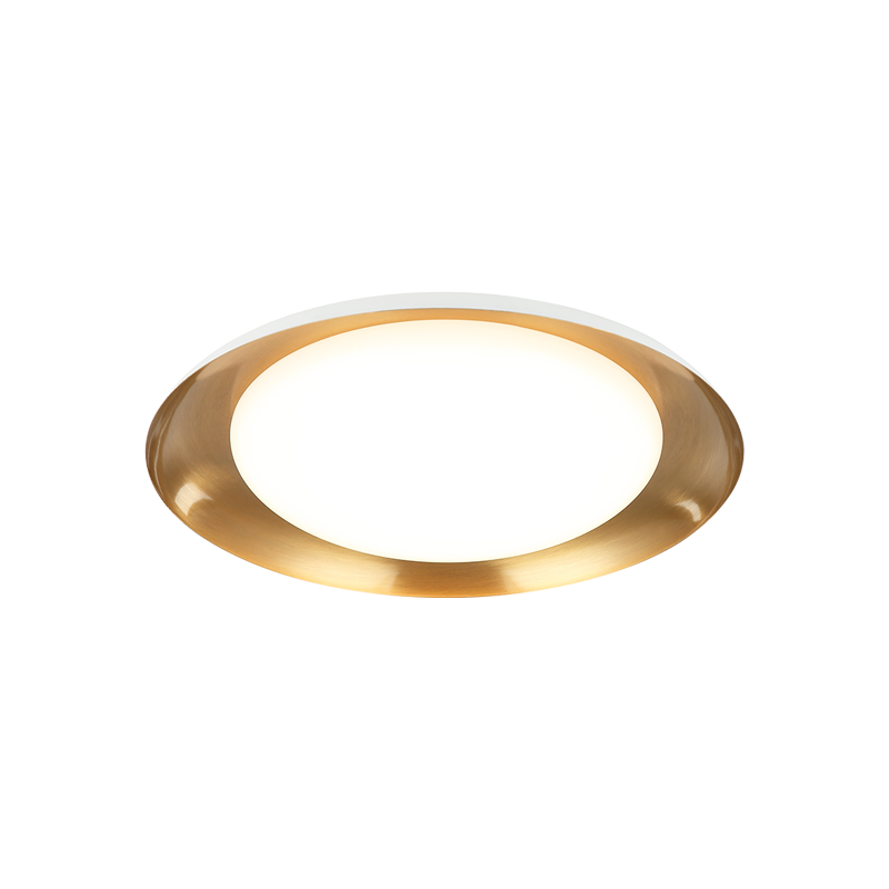 Lalonde - LED Steel Disk Frame with White Acrylic Diffuser Flush Mount in White with Aged Gold Brass by Matteo Lighting