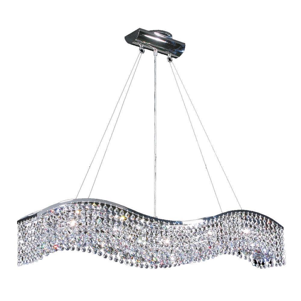 Chrome with Crystal Strand Wave Linear Pendant - LV LIGHTING