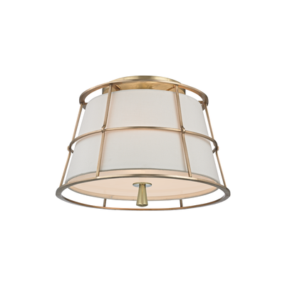 Steel Frame with Cream Fabric Shade Flush Mount