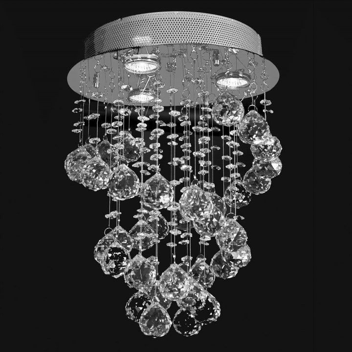 Chrome with Crystal Flush Mount - LV LIGHTING