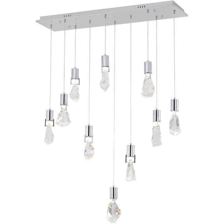 LED Steel Frame with Clear Crystal Stone Linear Pendant - LV LIGHTING
