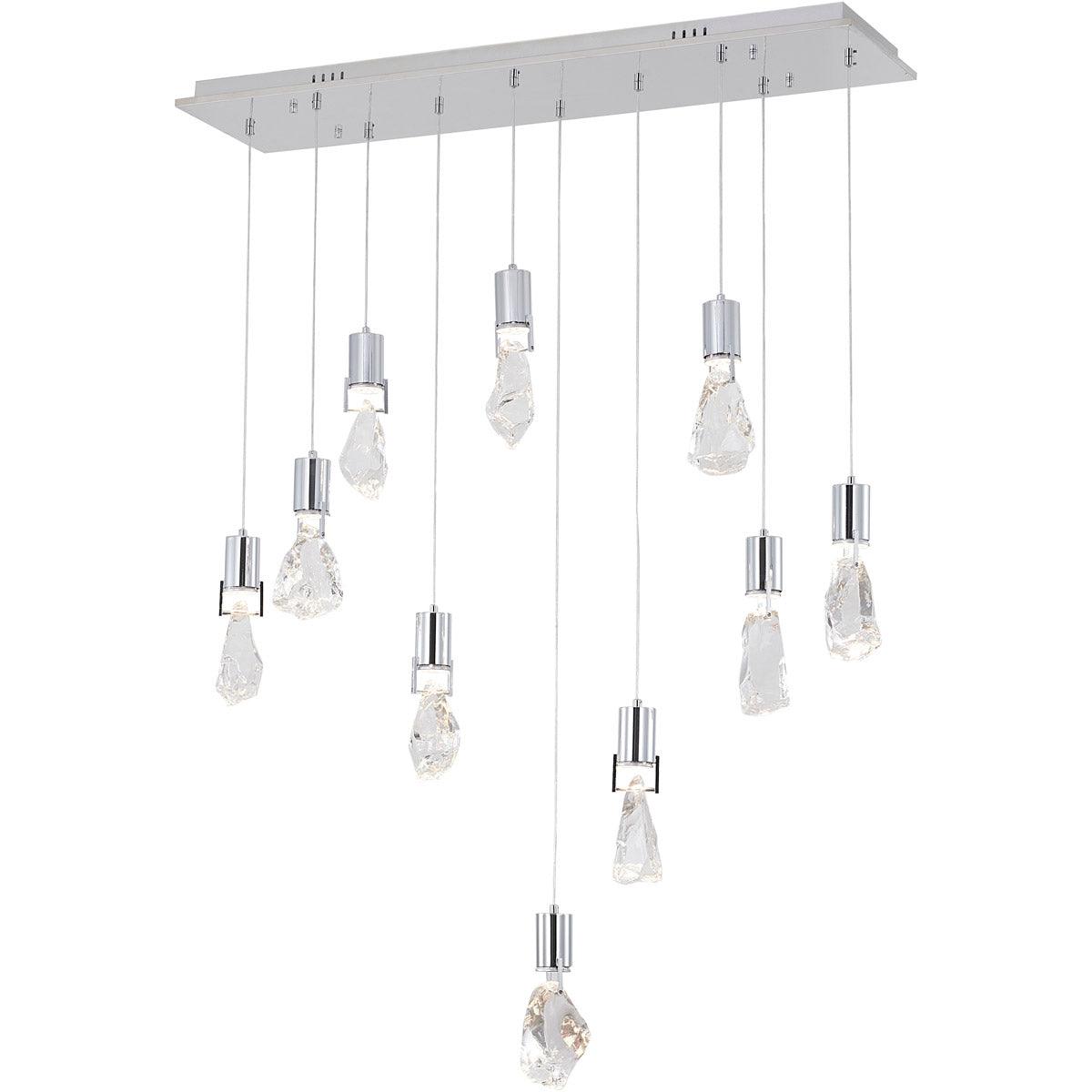 LED Steel Frame with Clear Crystal Stone Linear Pendant - LV LIGHTING
