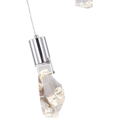 LED Steel Frame with Clear Crystal Stone Linear Pendant - LV LIGHTING