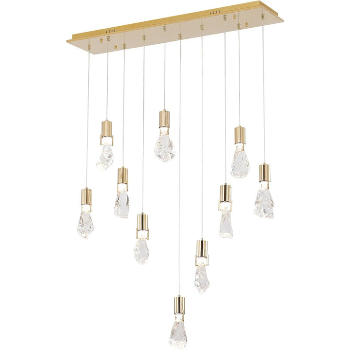 LED Steel Frame with Clear Crystal Stone Linear Pendant - LV LIGHTING