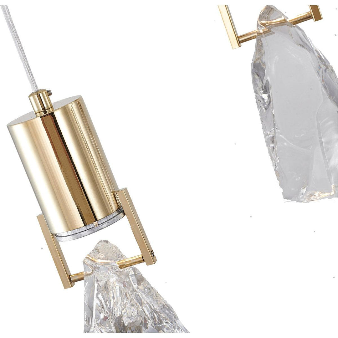 LED Steel Frame with Clear Crystal Stone Linear Pendant - LV LIGHTING