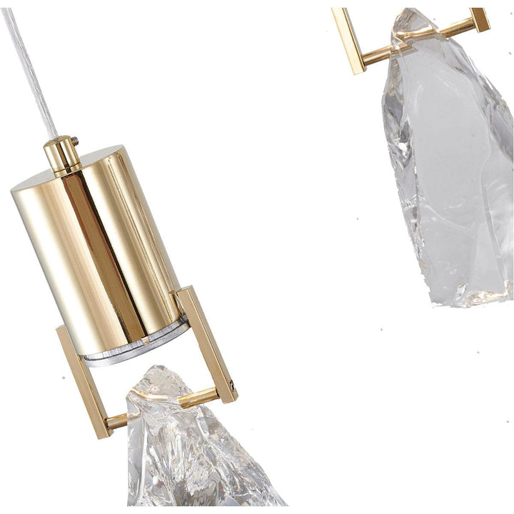 LED Steel Frame with Clear Crystal Stone Linear Pendant - LV LIGHTING