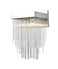 Steel Frame with Clear Glass Rod Diffuser Wall Sconce in Polished Nickel by Zeev