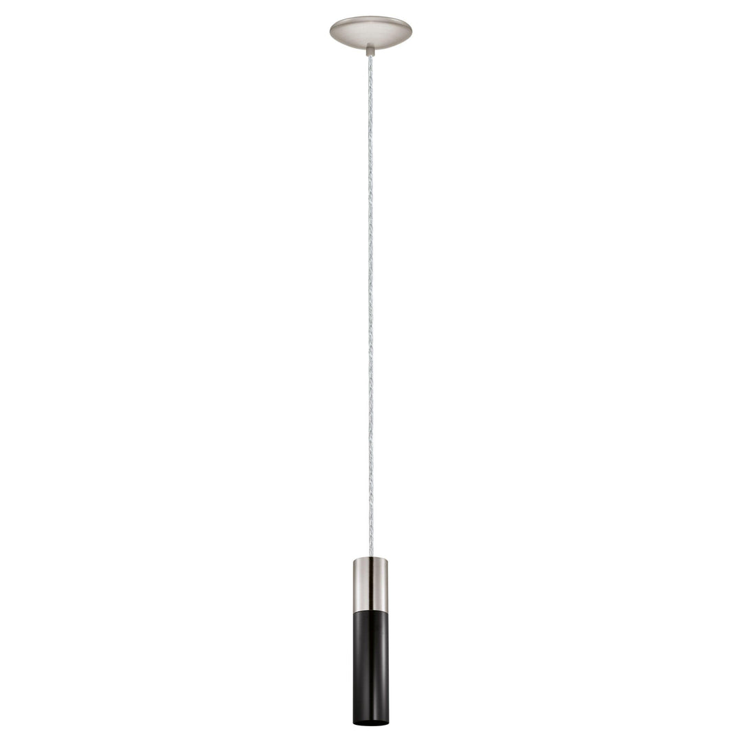 Satin Nickel with Black Glass Shade Pendant - LV LIGHTING