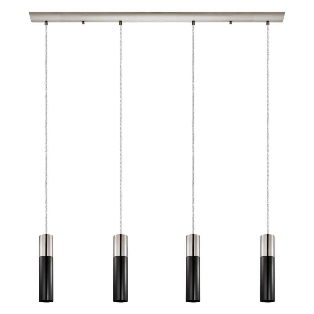 Satin Nickel with Black Glass Shade Pendant - LV LIGHTING