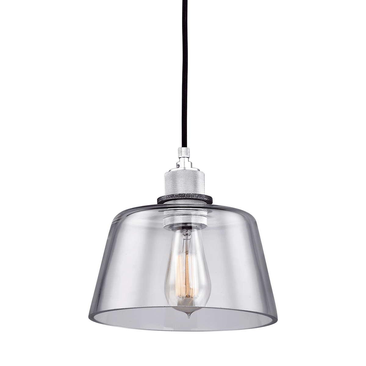 Old Silver and Polished Alumin with Clear Glass Shade Pendant - LV LIGHTING