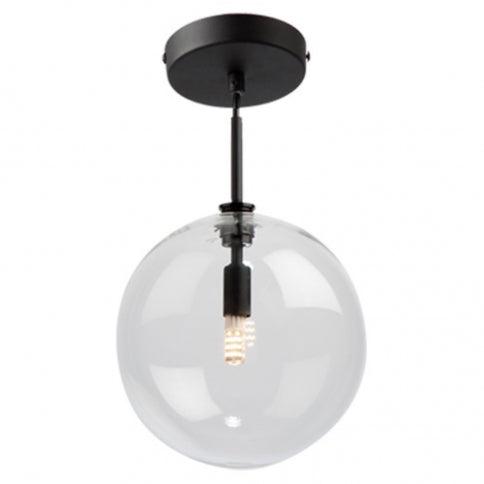 Black with Clear Glass Globe Semi Flush Mount - LV LIGHTING