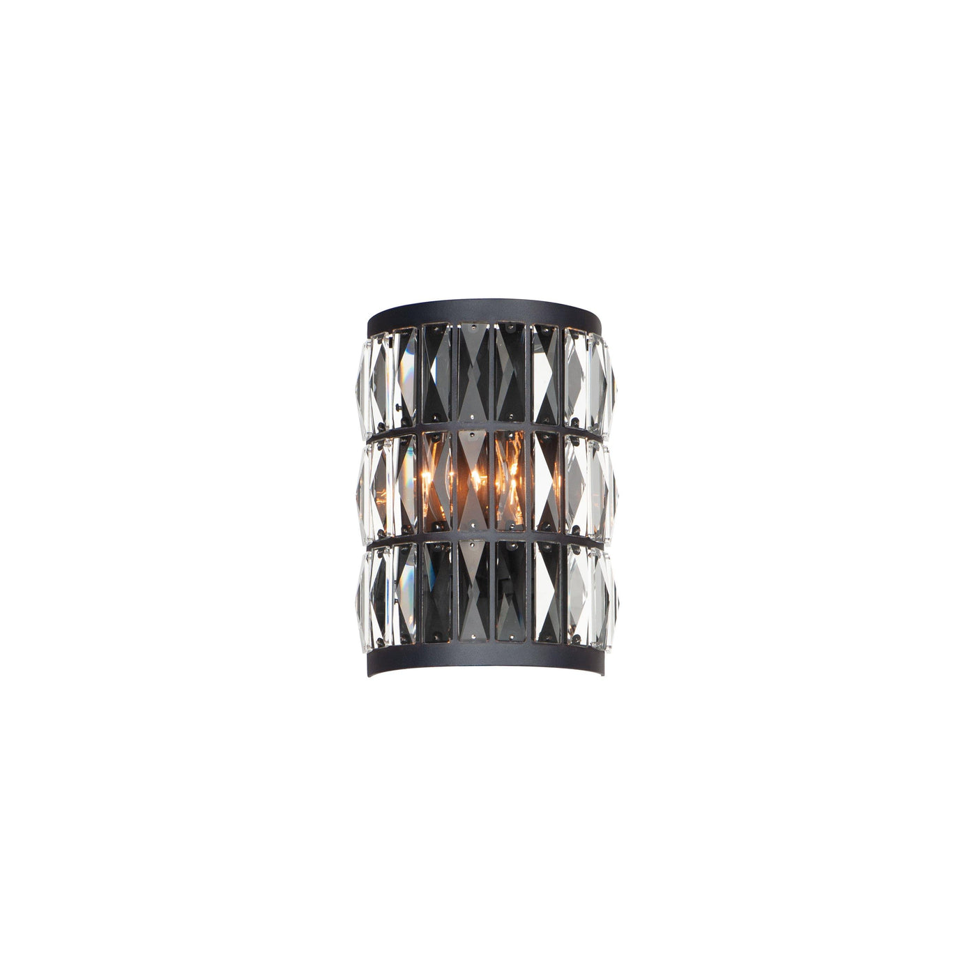 Black with Crystal 2 Light Wall Sconce - LV LIGHTING