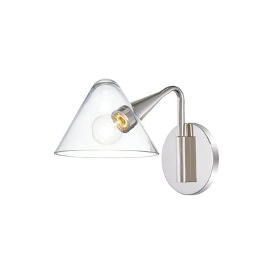 Steel Curve Arm with Clear Glass Shade Wall Sconce