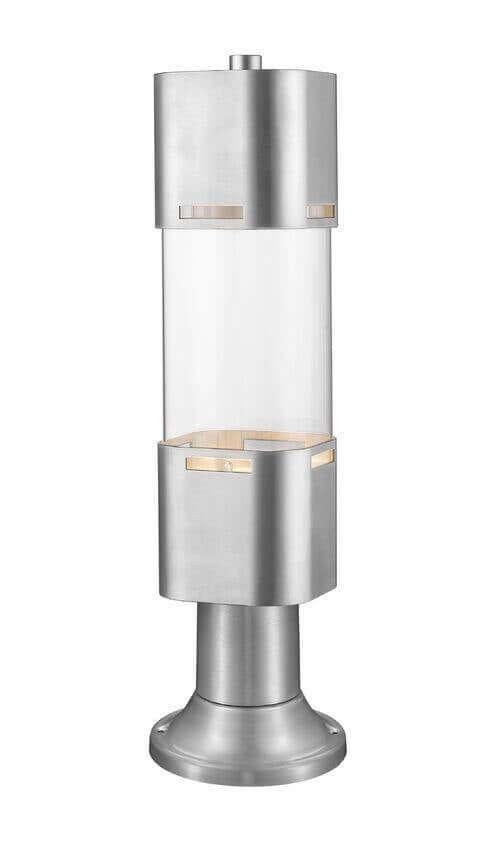 Aluminum with Clear Cylindrical Glass Outdoor Pier Mount - LV LIGHTING
