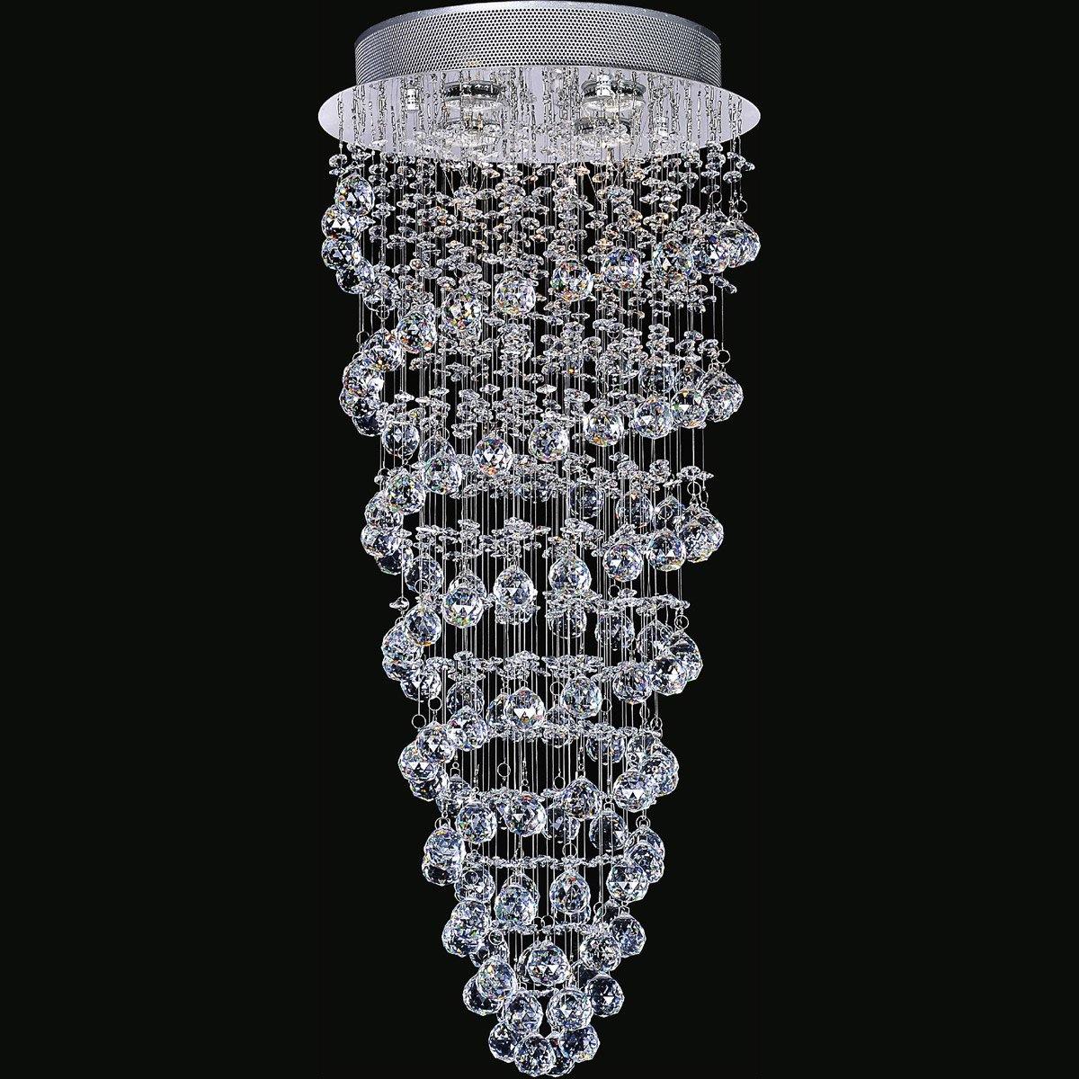 Chrome with Double Spiral Crystal Drop and Strand Chandelier - LV LIGHTING