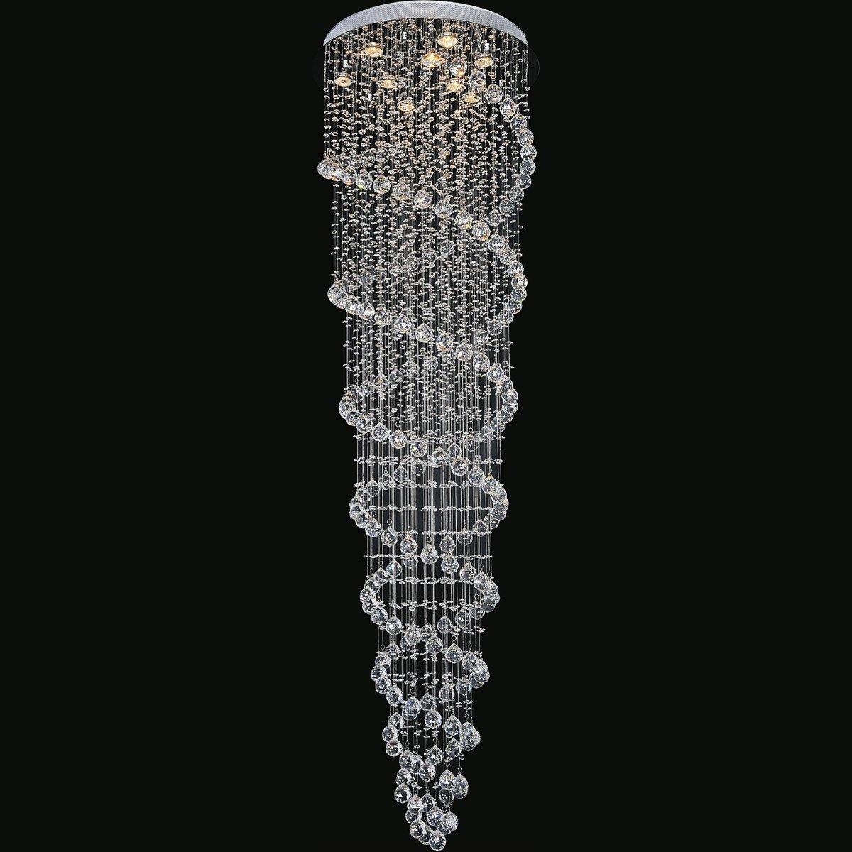 Chrome with Double Spiral Crystal Drop and Strand Chandelier - LV LIGHTING