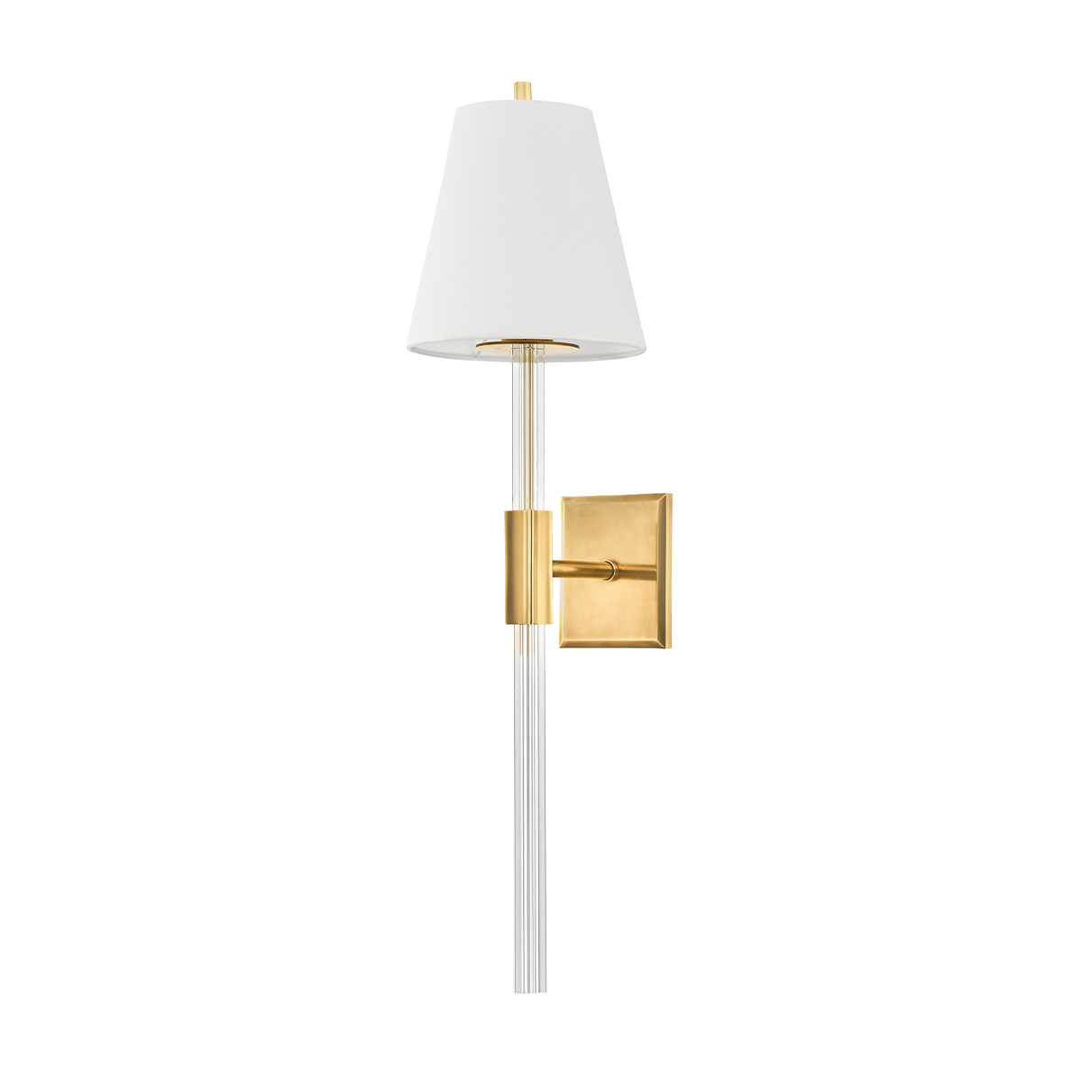 Steel Frame and Glass Rod with White Linen Shade Wall Sconce