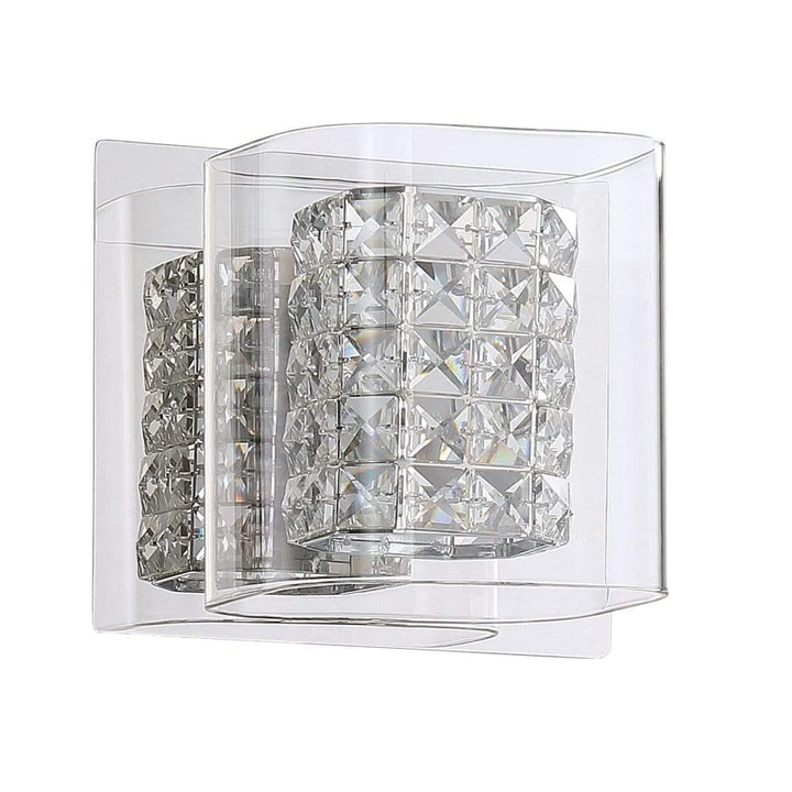 Chrome with Crystal and Glass Shade 1 to 5 Light Vanity Light - LV LIGHTING