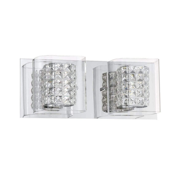 Chrome with Crystal and Glass Shade 1 to 5 Light Vanity Light - LV LIGHTING