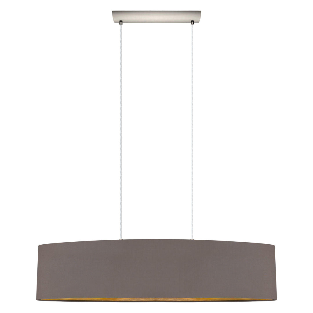 Satin Nickel with Brown Fabric Shade Pendant - LV LIGHTING