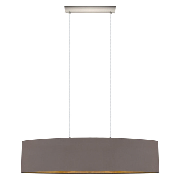 Satin Nickel with Brown Fabric Shade Pendant - LV LIGHTING