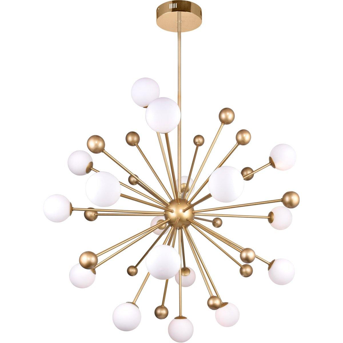 Steel Rod with White Globe Burst Chandelier - LV LIGHTING