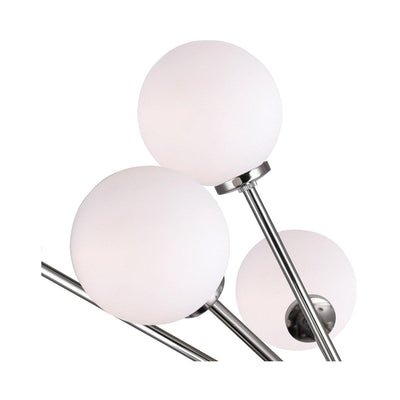 Steel Rod with White Globe Burst Chandelier - LV LIGHTING