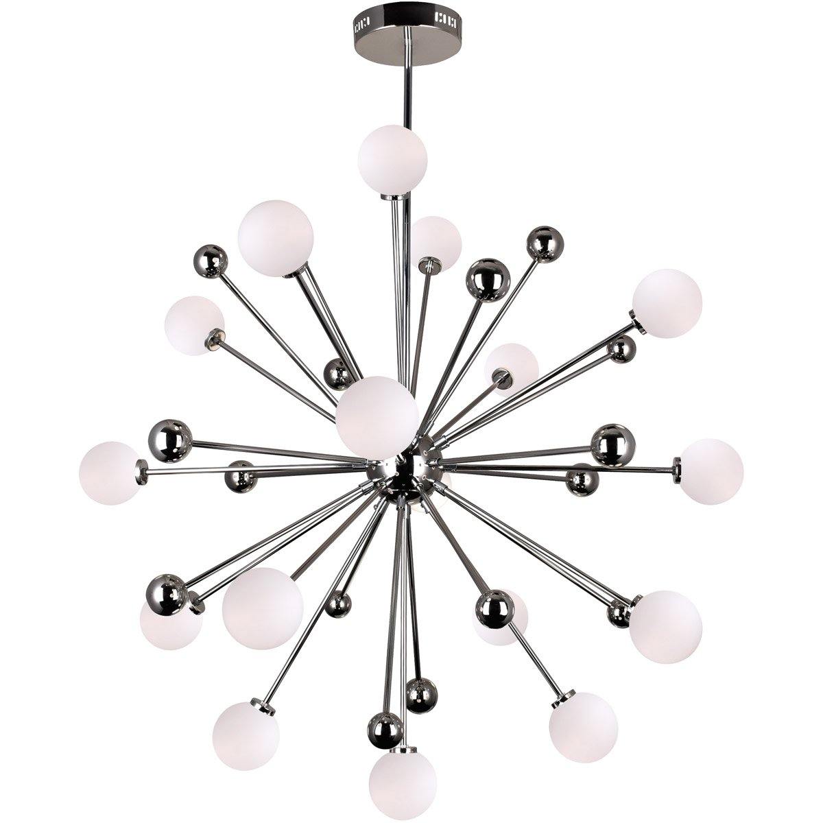 Steel Rod with White Globe Burst Chandelier - LV LIGHTING