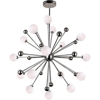 Steel Rod with White Globe Burst Chandelier - LV LIGHTING