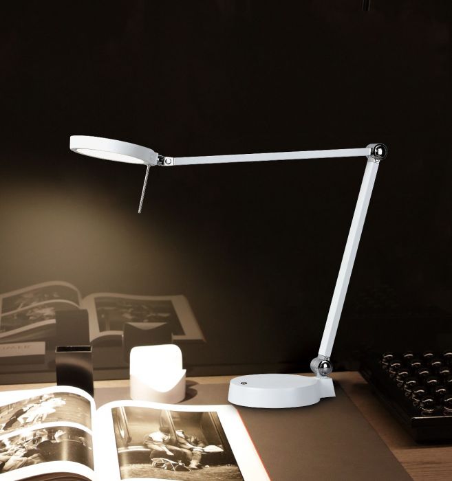 LED Chrome with Pure White Frame Adjustable Table Lamp