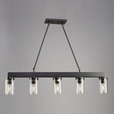 Oil Rubbed Bronze with Clear Cylindrical Glass Shade Linear Pendant - LV LIGHTING