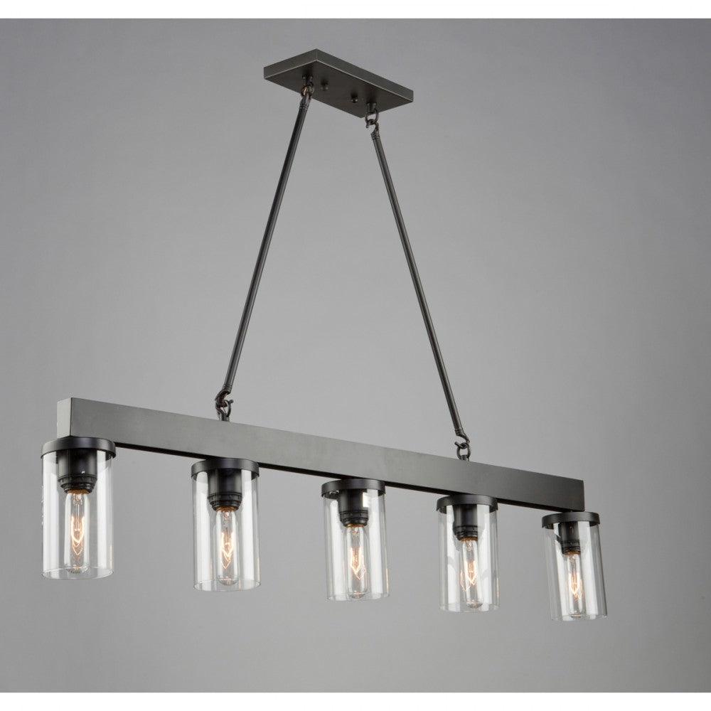 Oil Rubbed Bronze with Clear Cylindrical Glass Shade Linear Pendant - LV LIGHTING