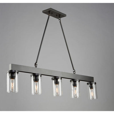 Oil Rubbed Bronze with Clear Cylindrical Glass Shade Linear Pendant - LV LIGHTING