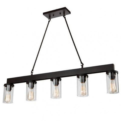 Oil Rubbed Bronze with Clear Cylindrical Glass Shade Linear Pendant - LV LIGHTING
