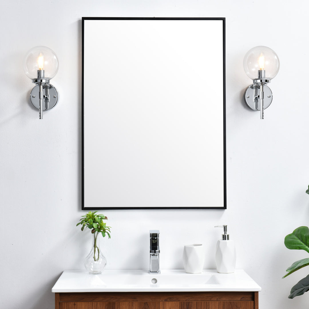 Steel Frame with Clear Glass Globe Wall Sconce by Living District - view 8