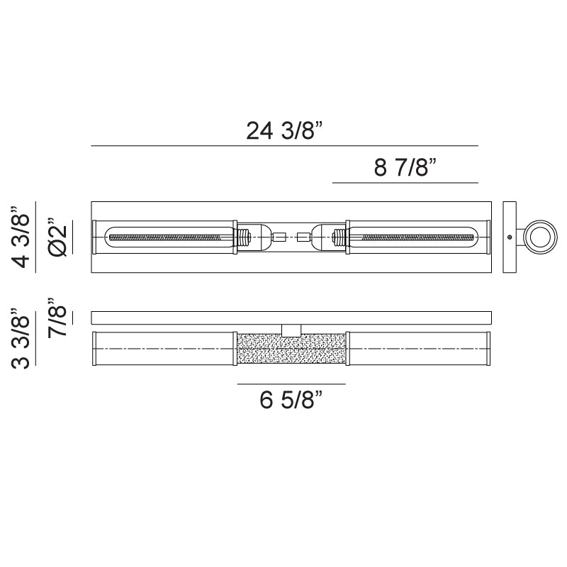 Steel Frame with Clear Cylindrical Glass Shade Two Tone Vanity Light