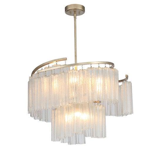 Steel with Waterfall Glass Shade Pendant - LV LIGHTING