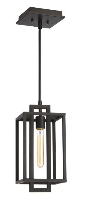 Steel Rectangular Open Air Frame Pendant in Aged Bronze Brushed by Craftmade