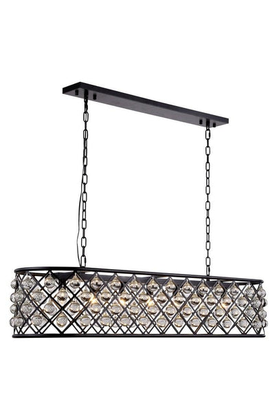 Steel with Clear Crystal Drop Oval Frame Linear Chandelier - LV LIGHTING