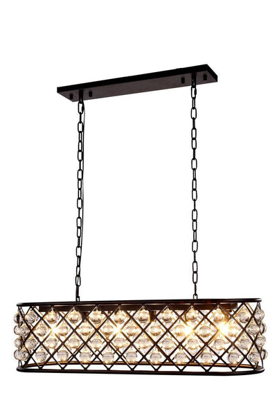 Steel with Clear Crystal Drop Oval Frame Linear Chandelier - LV LIGHTING