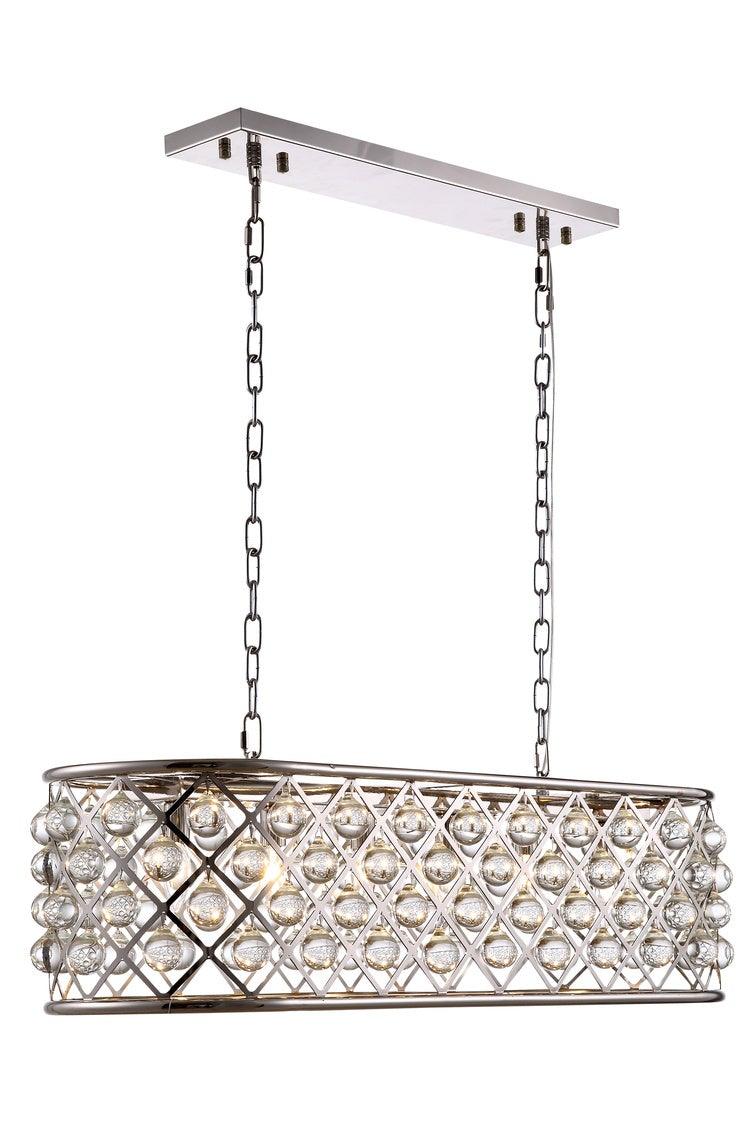 Steel with Clear Crystal Drop Oval Frame Linear Chandelier - LV LIGHTING