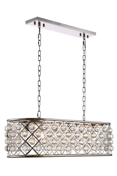 Steel with Clear Crystal Drop Oval Frame Linear Chandelier - LV LIGHTING