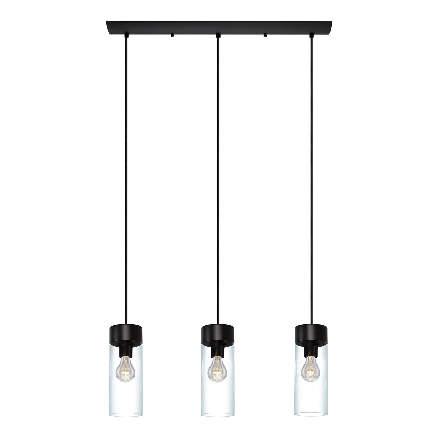 Black with Clear Glass Shade Single Light Pendant - LV LIGHTING