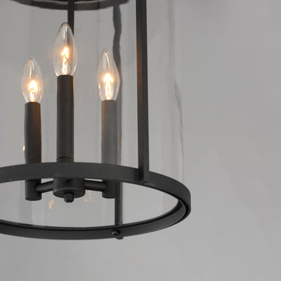 Black Frame with Clear Cylindrical Glass Shade Pendant