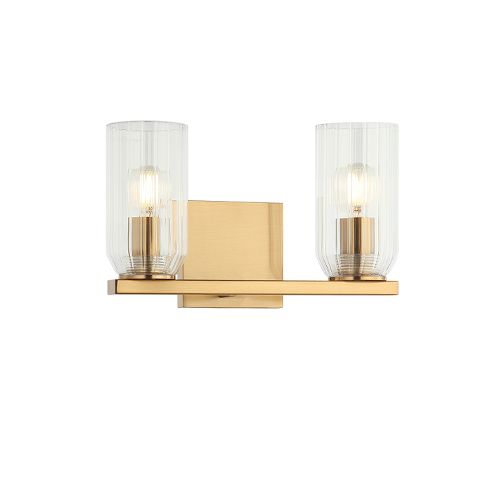 Steel Frame with Clear Ribbed Glass Shade Vanity Light