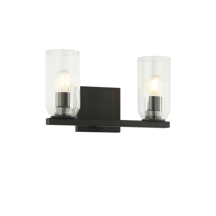 Steel Frame with Clear Ribbed Glass Shade Vanity Light