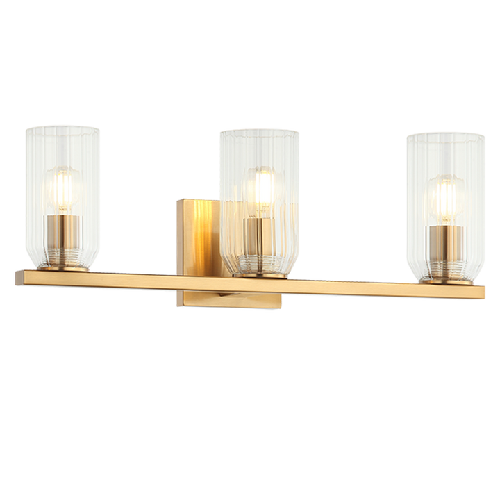 Steel Frame with Clear Ribbed Glass Shade Vanity Light