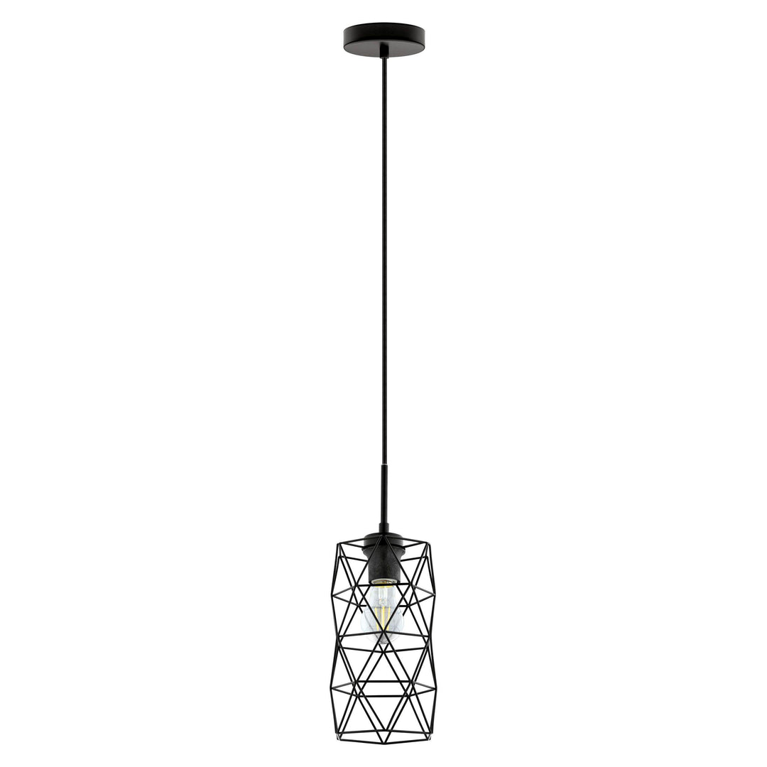 Black with Steel Single Light Pendant - LV LIGHTING