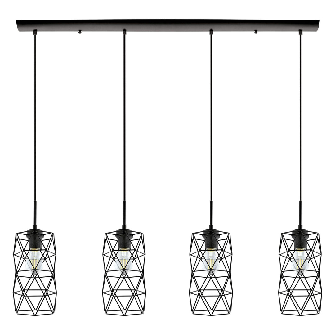 Black with Steel Single Light Pendant - LV LIGHTING