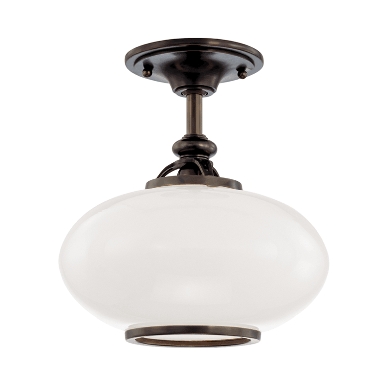 Old Bronze with Opal Glossy Glass Shade Flush Mount - LV LIGHTING